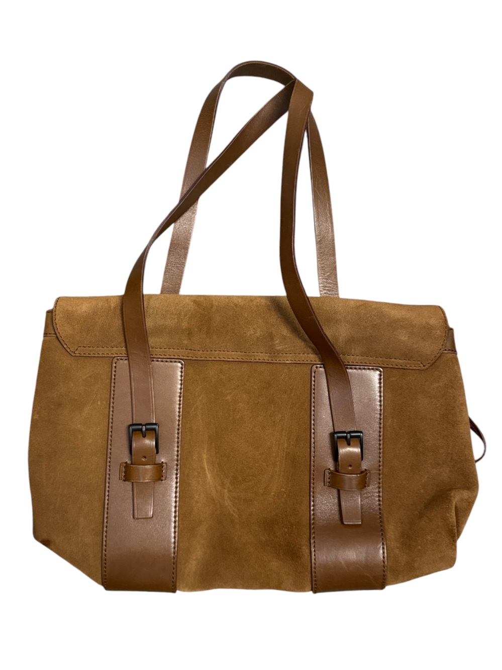 Vintage Gucci Brown Suede Buckle  Leather Trim Shoulder Bag Cargo Tote - Picture 4 of 9